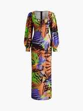Print Cutout Zipper Dress